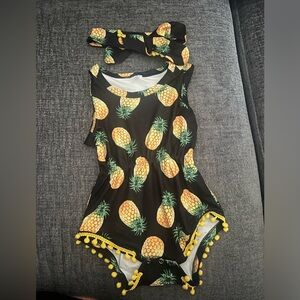 6-9 month pineapple romper and headband